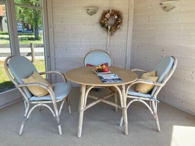 3 wicker furniture pieces with table EXHIBIT ITEM