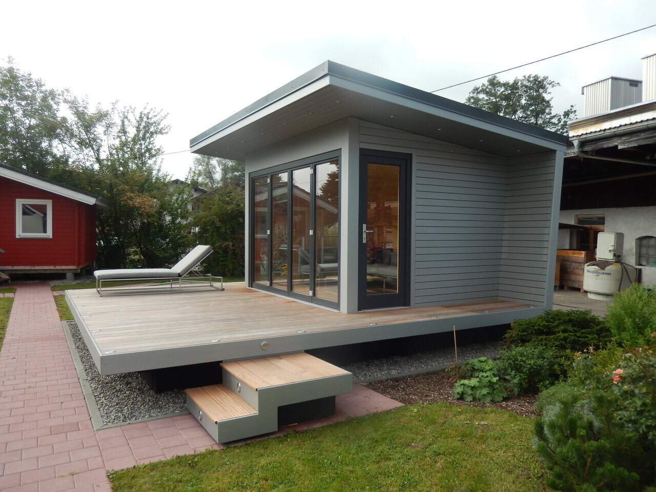 Model House "Skydeck" – Designer Garden House with Terrace, Thermal Wall &amp; Metal Roof (approx. 360×300 cm)