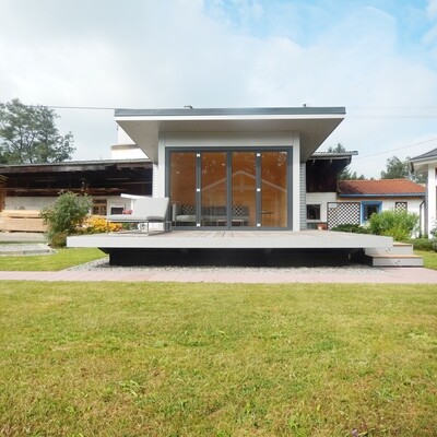 Model House "Skydeck" – Designer Garden House with Terrace, Thermal Wall &amp; Metal Roof (approx. 360×300 cm)