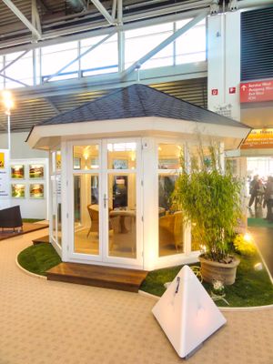 Pabellón de jardín Ø 420 cm – Casa prefabricada exclusiva de 8 lados con aislamiento y suelo de roble Pabellón de jardín Ø 420 cm – Casa prefabricada exclusiva de 8 lados con aislamiento y suelo de roble