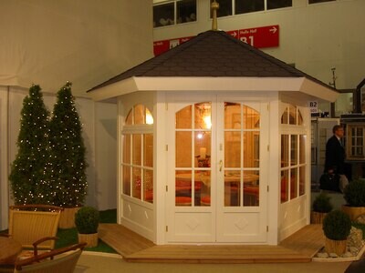 Messehaus Heim & Handwerk München: Pavilhão de Jardim Hexagonal Exzellent Ø 320 cm | Vorlaufhaus Messehaus Heim & Handwerk München: Pavilhão de Jardim Hexagonal Exzellent Ø 320 cm | Vorlaufhaus