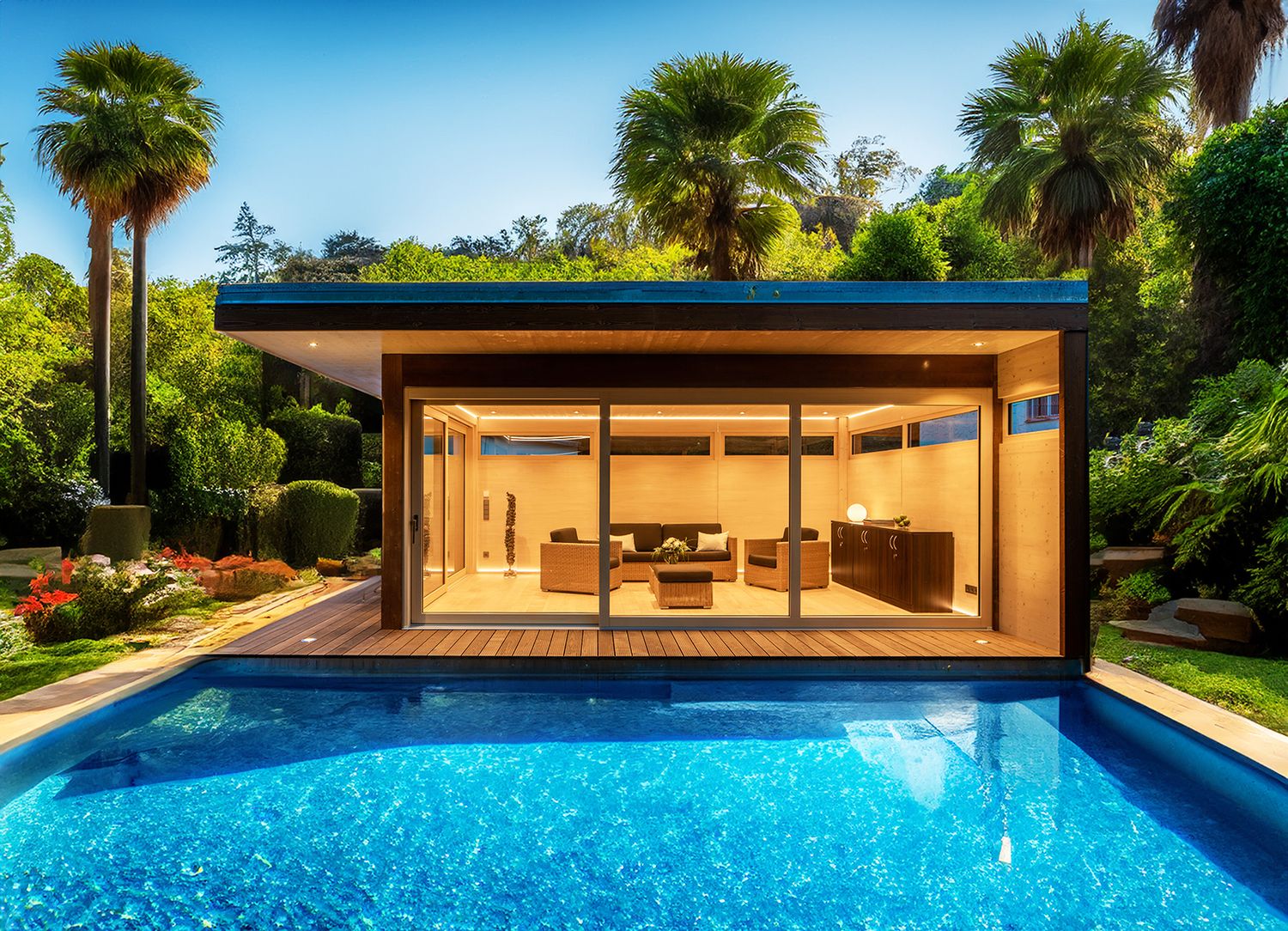 Musterhaus my Lounge XL: Luxury Garden House with Sliding Doors, Insulated, Flat Roof, Exclusive, High-Quality Musterhaus my Lounge XL: Luxury Garden House with Sliding Doors, Insulated, Flat Roof, Exclusive, High-Quality