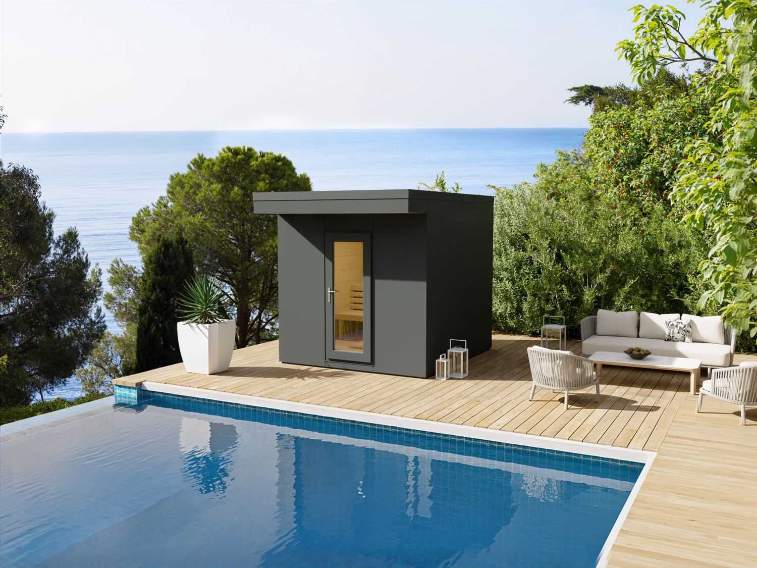 Zeitlose Eleganz trifft Komfort – die großzügige Heirloom 250×280 in Anthrazit für stilvolle Auszeiten im Freien.