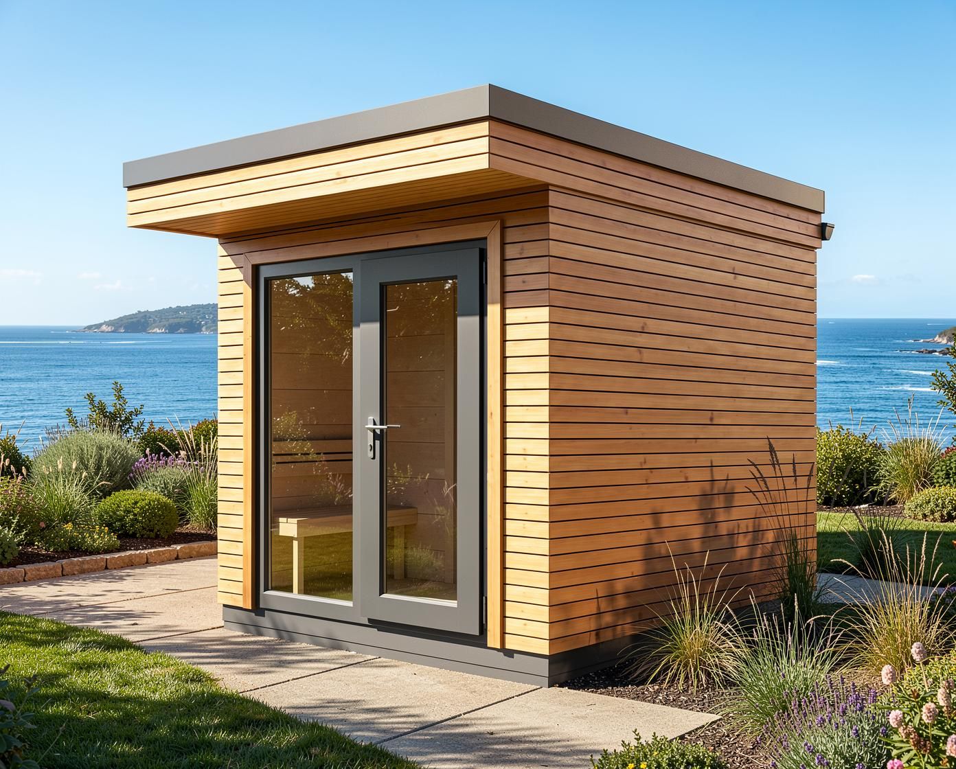 HEIRLOOM BUDGET Panorama+ - Sauna House with Anteroom for 1-5 People, Natural Larch