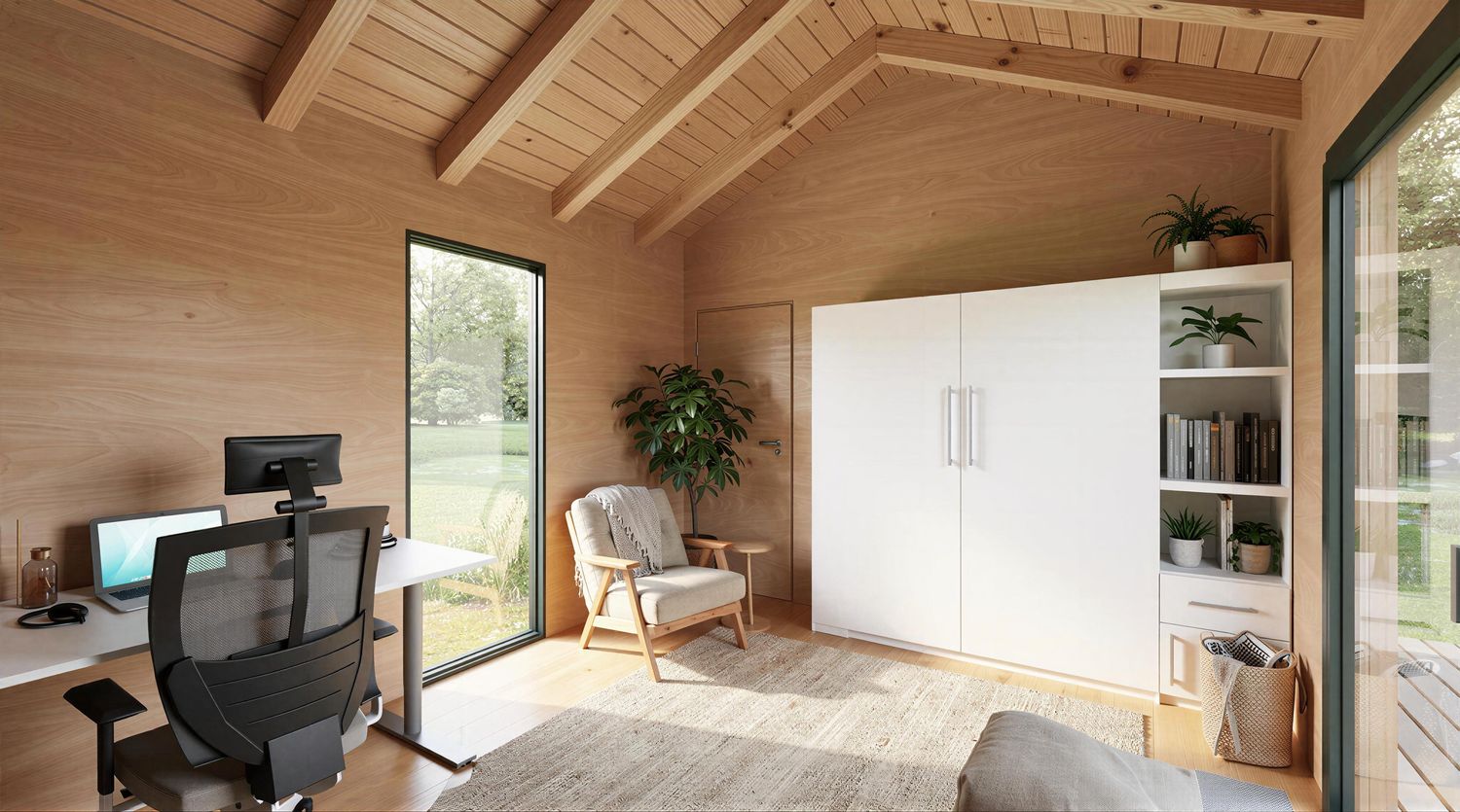 Innenansicht Tinyhaus 1MISSION mit Schrankbett – platzsparendes Minihaus aus Holz mit durchdachtem Raumkonzept