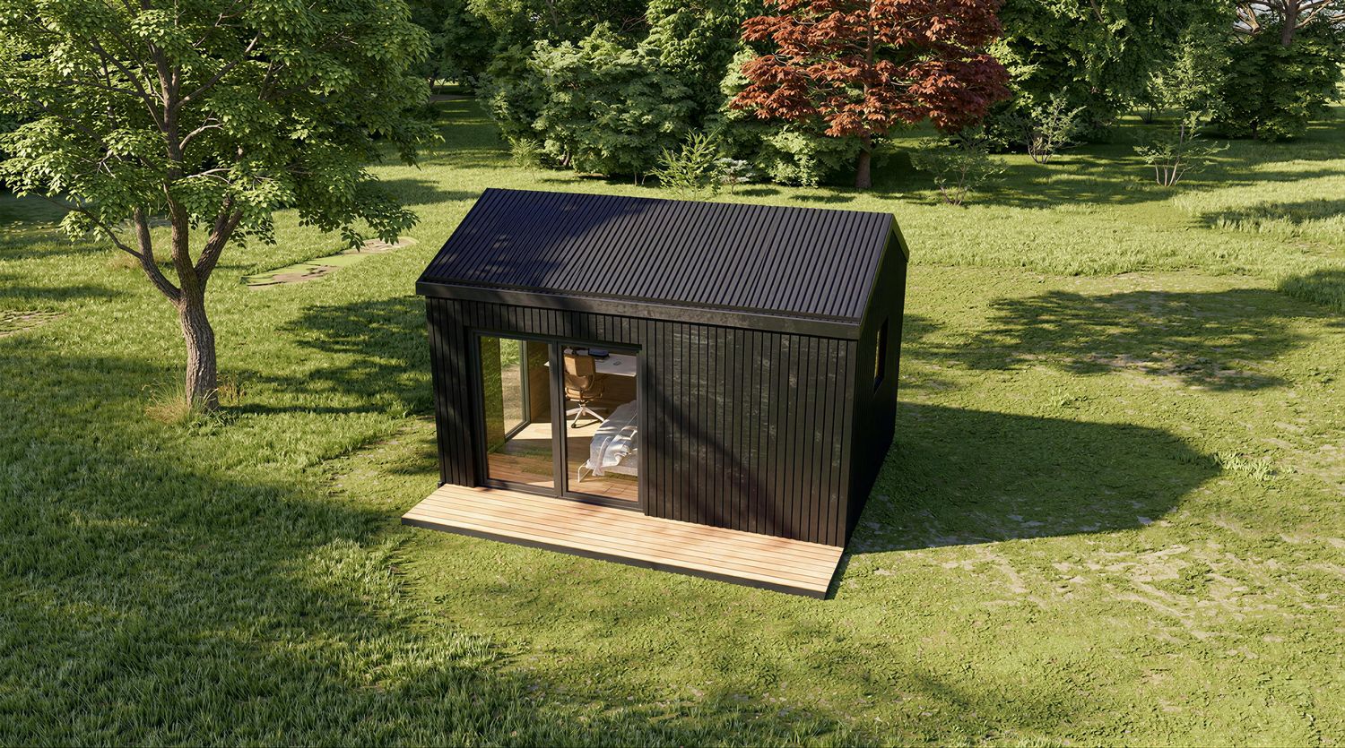 Tiny House 1MISSION in Schwarz – hochwertiges Minihaus aus Holz mit klarer Linienführung und moderner Bauweise