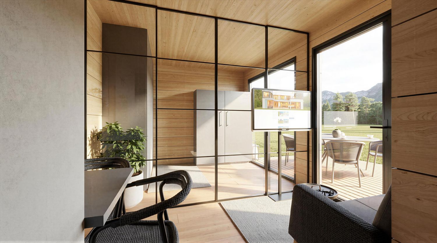 Tiny House 25m² mit Flachdach – nachhaltiges Minihaus aus Holz in wettergrau für Garten, Studenten oder Airbnb