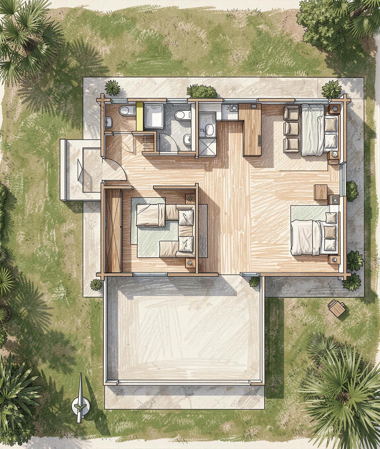 Grundriss Tinyhaus 833x600 cm – durchdachtes Minihaus für Kleingarten Dachau Karlsfeld mit optimaler Raumaufteilung