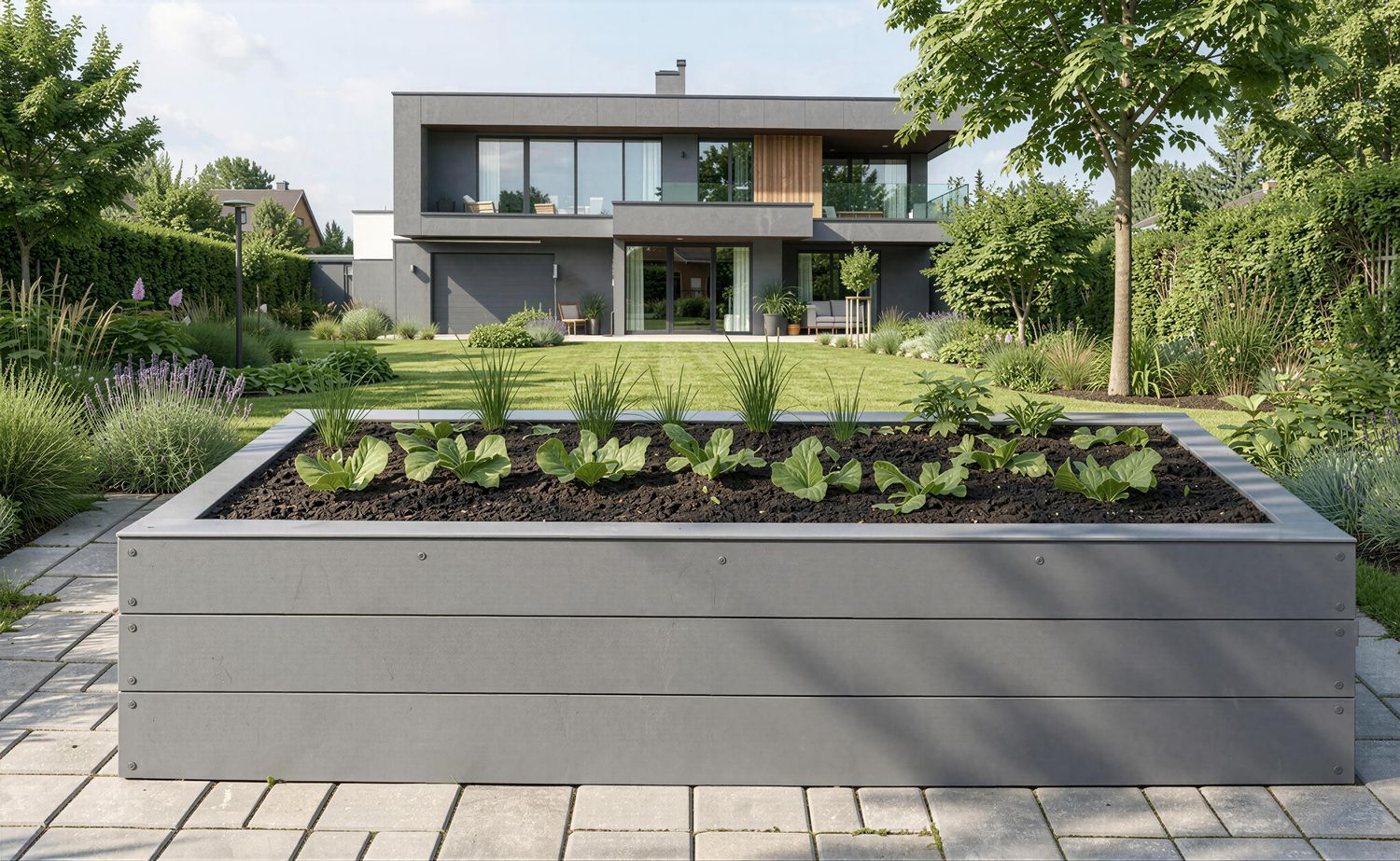 XXL HPL Hochbeet  einstöckig grau
