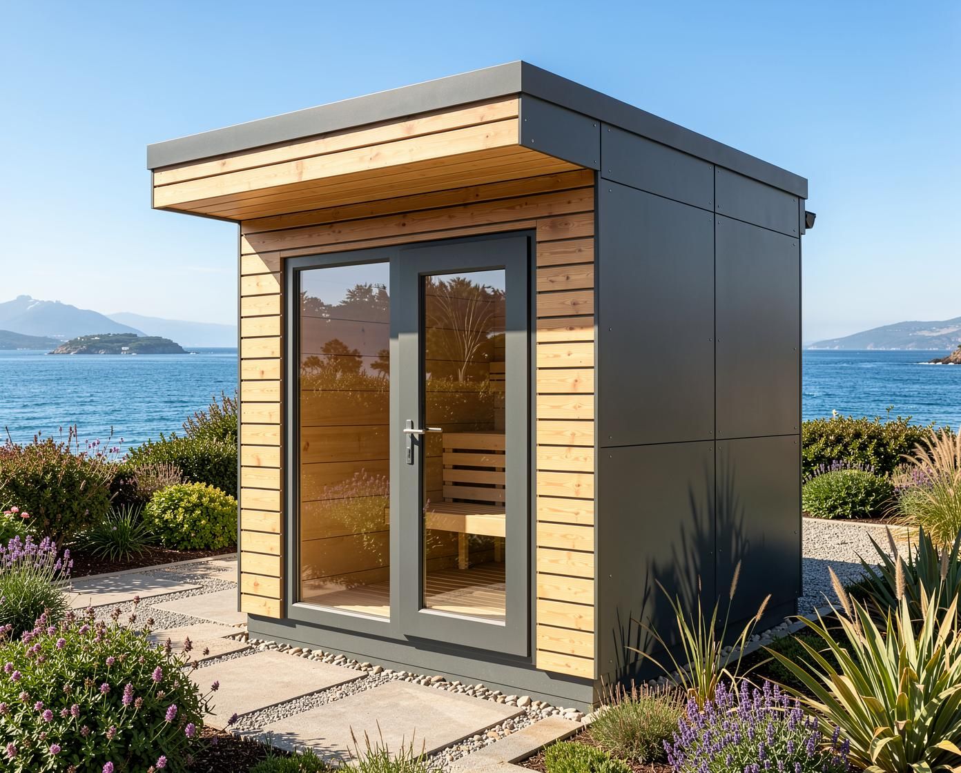 HEIRLOOM BUDGET Panorama - Sauna House for 1-5 People, Natural Larch