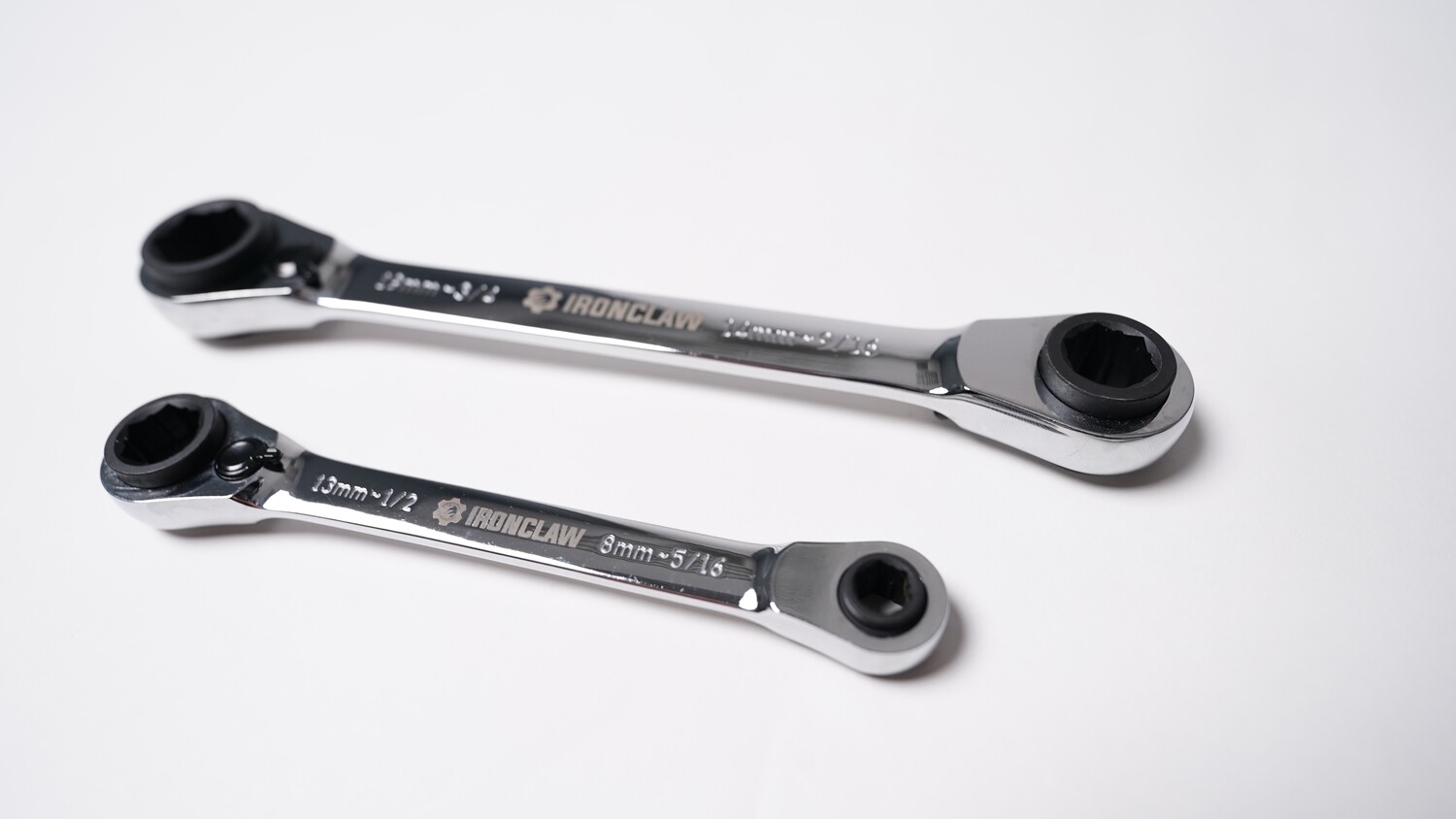 2pc 8-in-1 SAE/MM Double-box Ratcheting Wrench Set