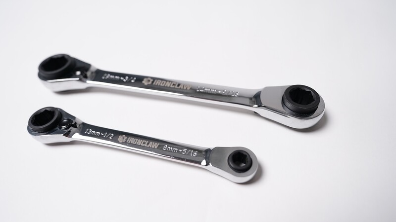 2pc 8-in-1 SAE/MM Double-box Ratcheting Wrench Set