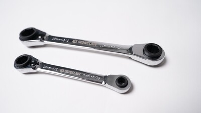 2pc 8-in-1 SAE/MM Double-box Ratcheting Wrench Set