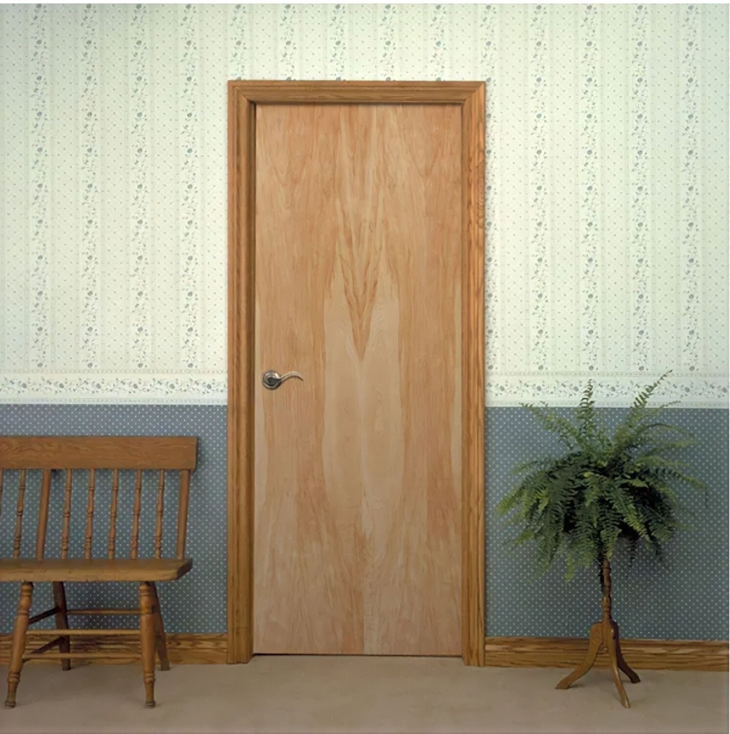 Flush Hardwood Right-Handed Hollow-Core Smooth Birch Veneer Composite Single Prehung Interior Door