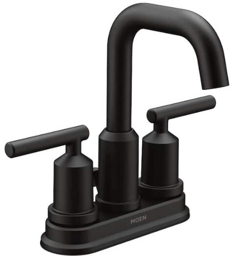 Moen Gibson 4 in. Center set-2 handle High-Arc Bathroom Faucet with pop up assembly in matte black