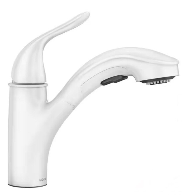 Moen Brecklyn Single-Handle Pull-Out Sprayer Kitchen Faucet With Power Clean in White