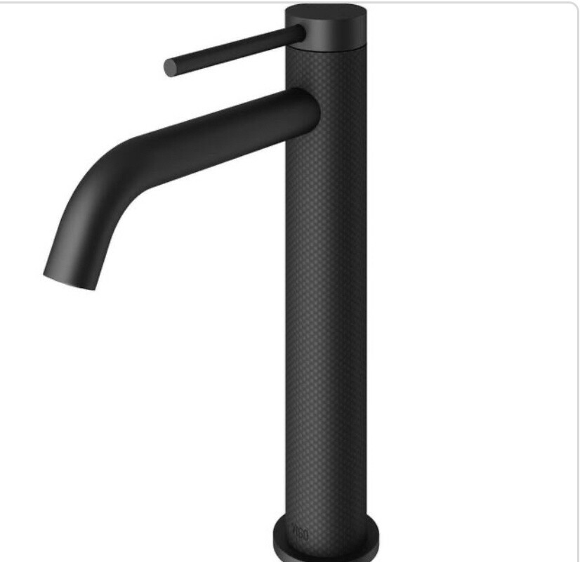 Vigo Lexington single handle single hole bathroom vessel faucet in carbon fiber and matte black