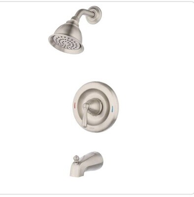 Moen Banbury single handle 1- spray tub and shower faucet 1.75GPM In spot resist brushed nickel (valve included)