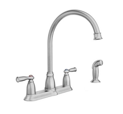 Moen Banbury High-Arc 2-Handle Standard Kitchen Faucet with Side Sprayer in Spot Resist Stainless