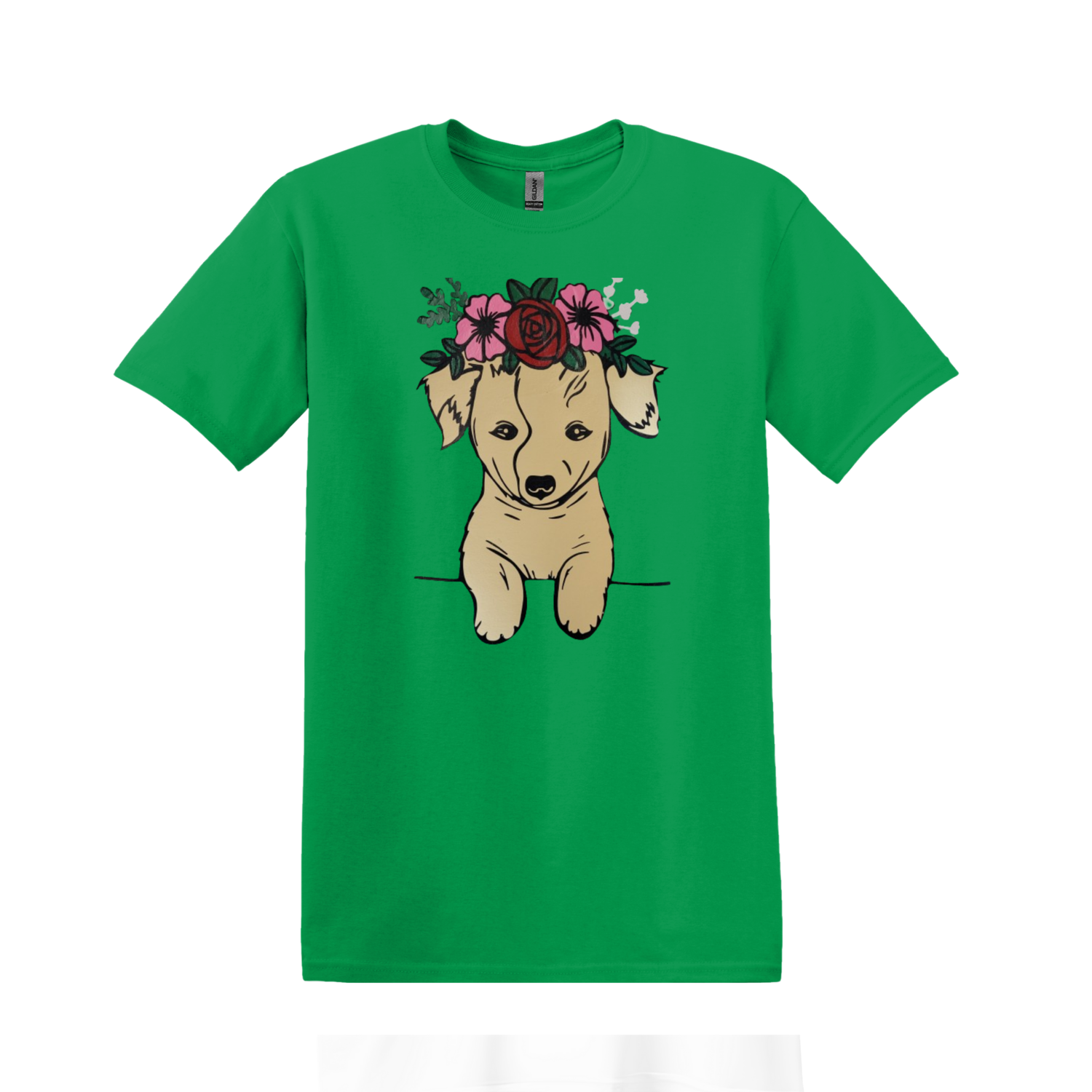 Puppy  with flowers