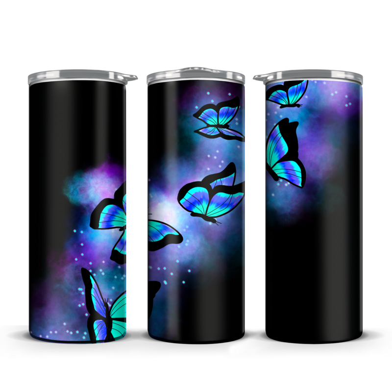 Blue neon butterfly Tumbler 20 oz / 30 oz