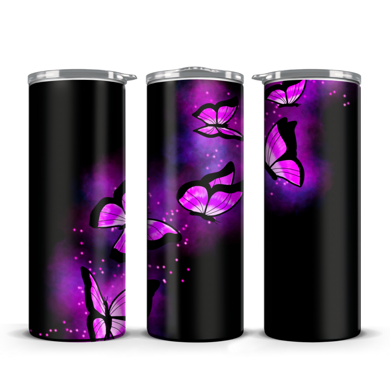 Purple neon butterfly Tumbler 20 oz / 30 oz