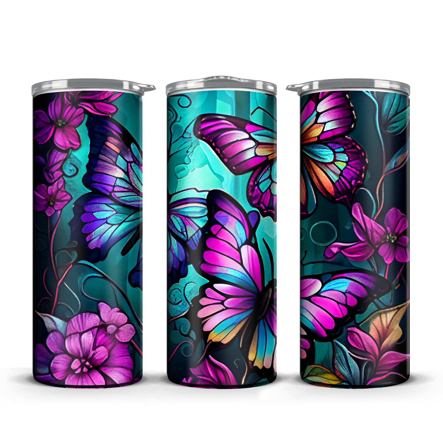 Purple and Teal  butterfly Tumbler 20 oz / 30 oz