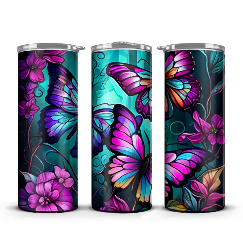 Purple and Teal  butterfly Tumbler 20 oz / 30 oz