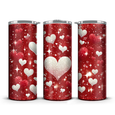 Red Glitter hearts Tumbler 20 oz / 30 oz