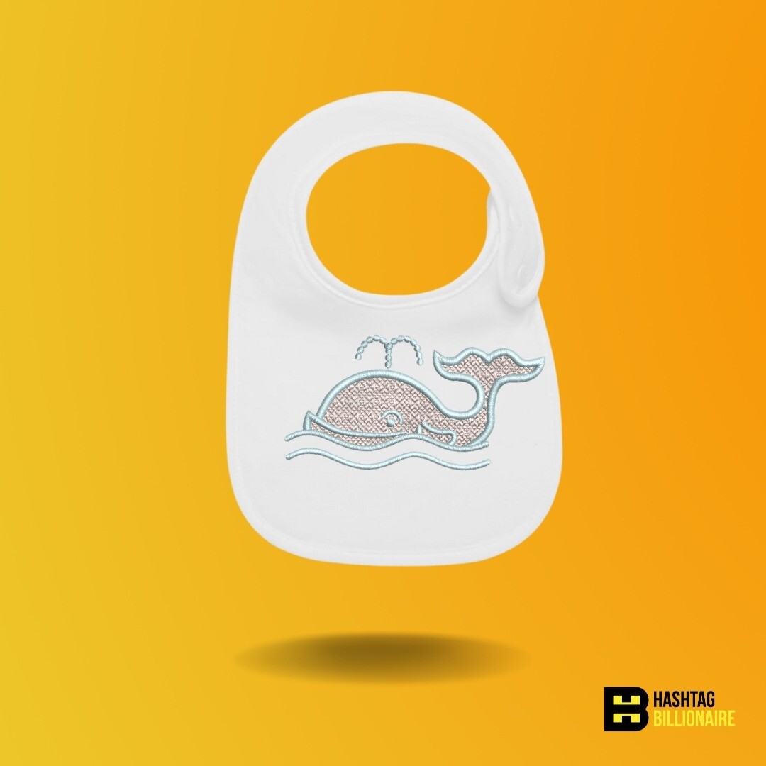 Whale baby bib - Embroidered