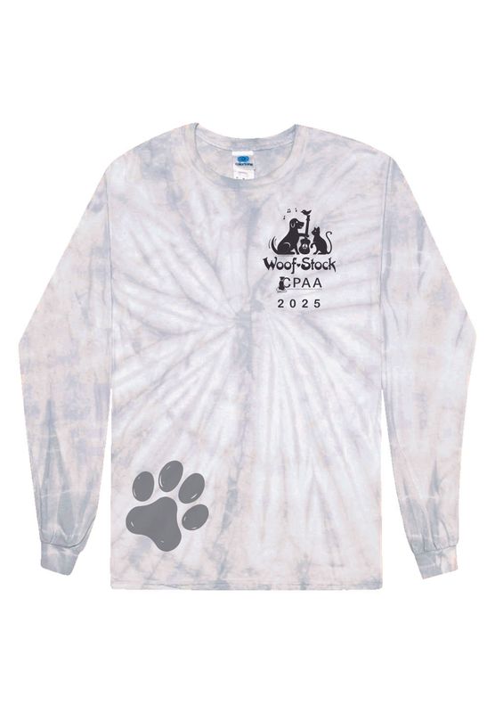 Woofstock Long Sleeve Silver Tie-Dyed T-Shirt