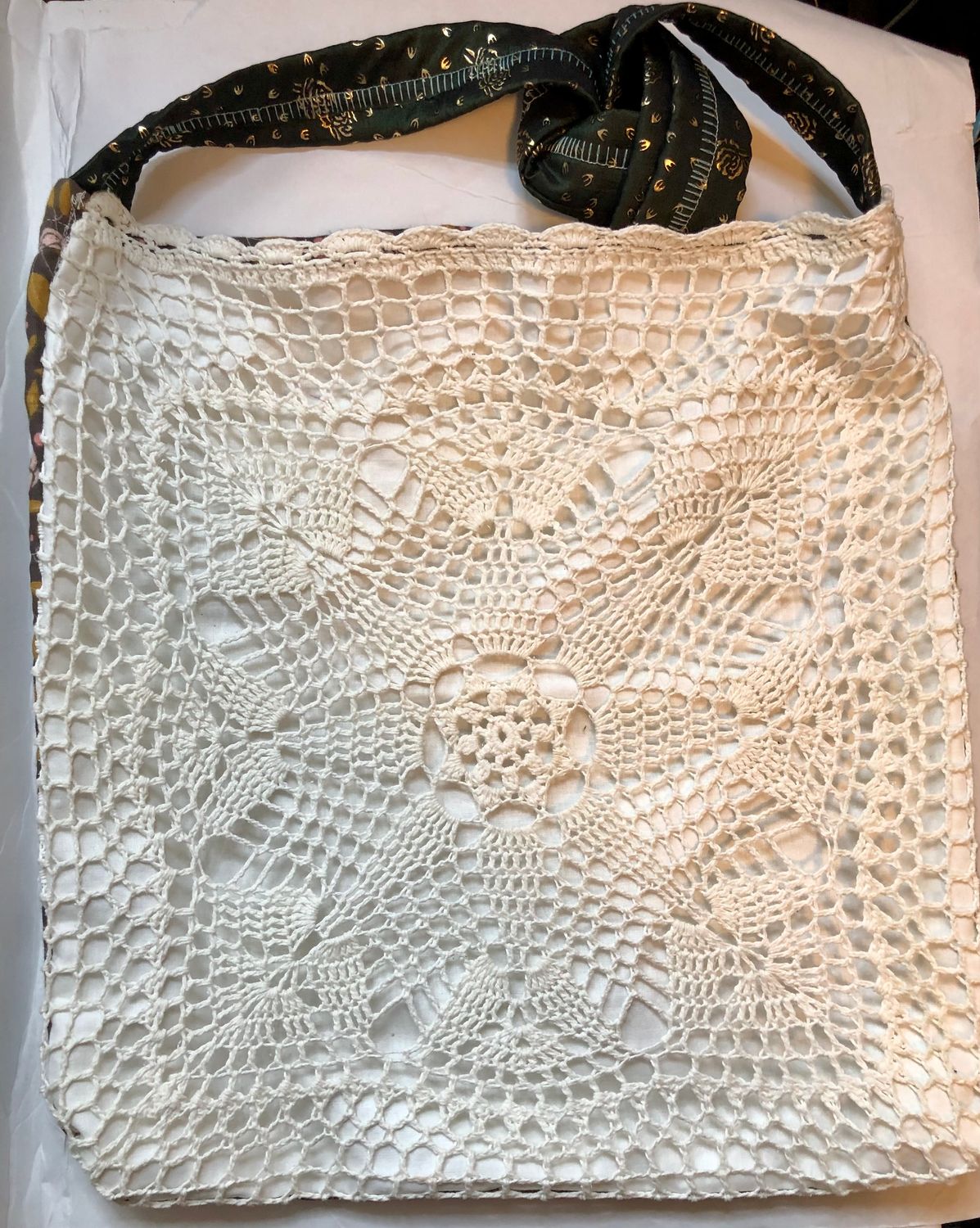 Crochet and sewn tote