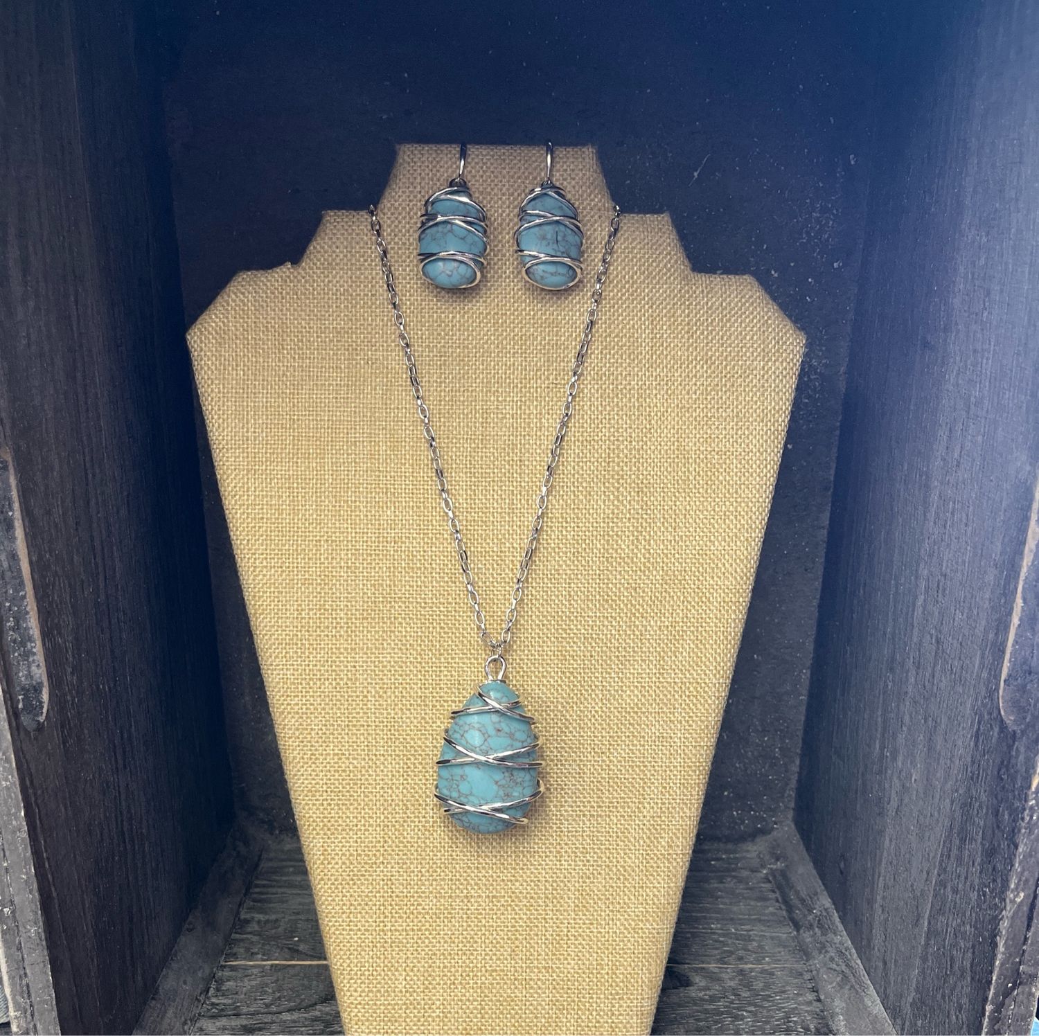 Silver Wrap Turquoise Set