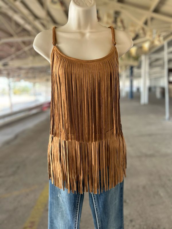 Carmel Suede Fringe Tank
