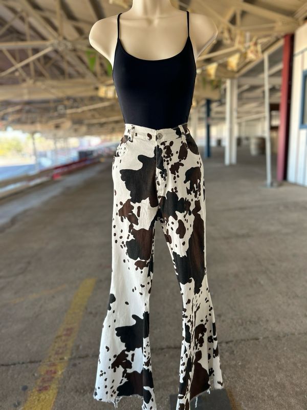 Cow Print Bell Jeans
