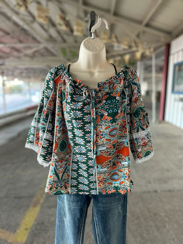 Off Shoulder Print Shirt