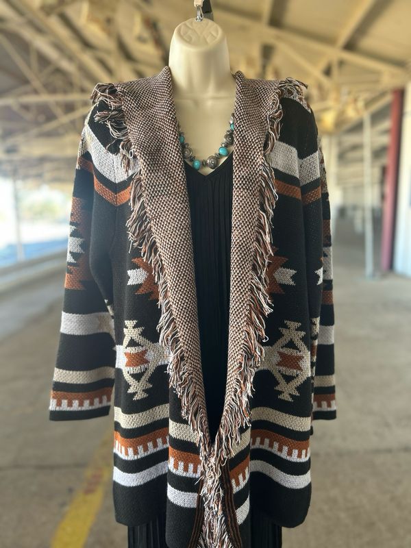 Black Aztec Duster w/hood