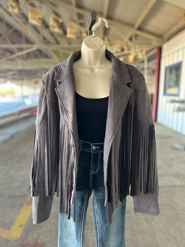 Cropped Suede Jacket W/Fringe