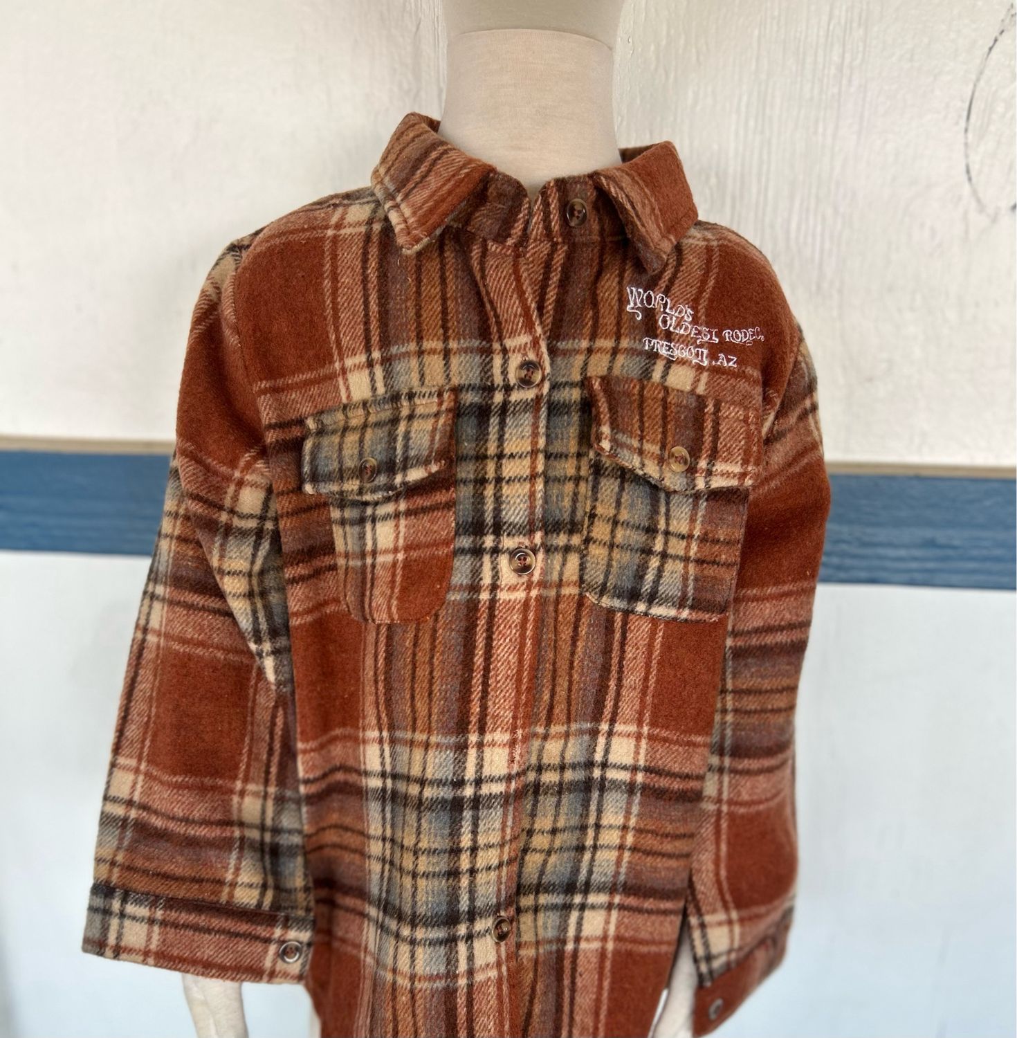 Brown Plaid Shirt Jacket