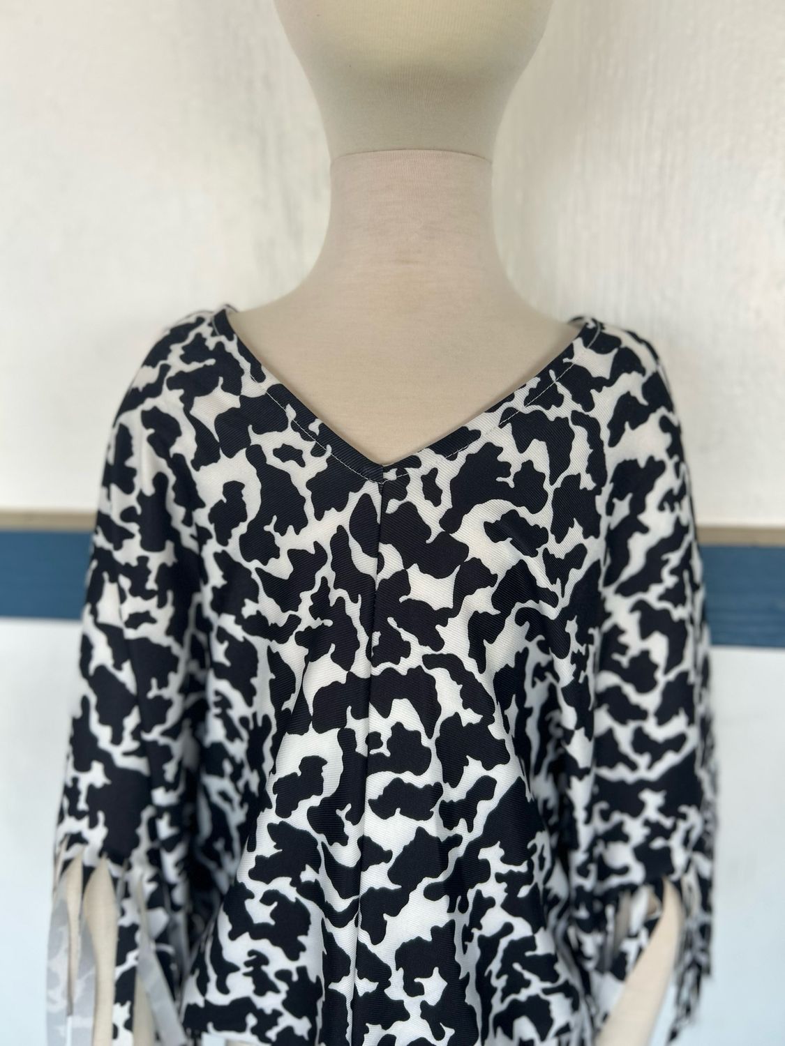 Girls Black Cow Fringe Top