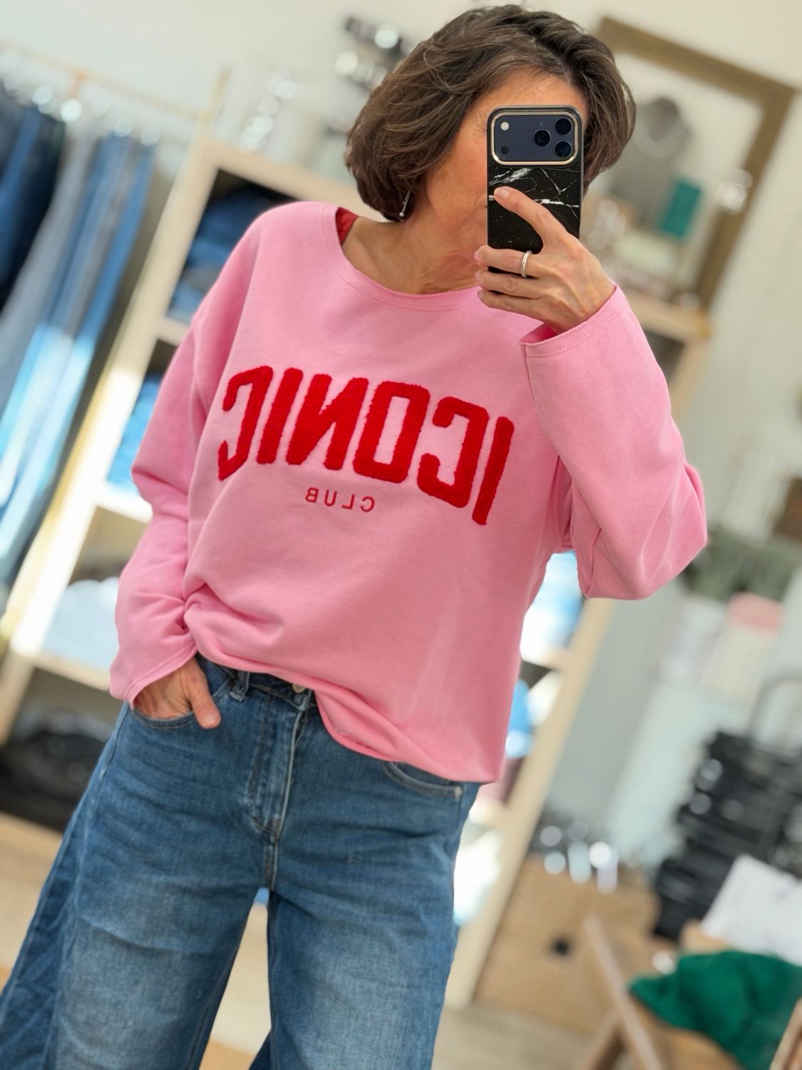 Sweat-shirt Oversize ICONIC Club * Rose