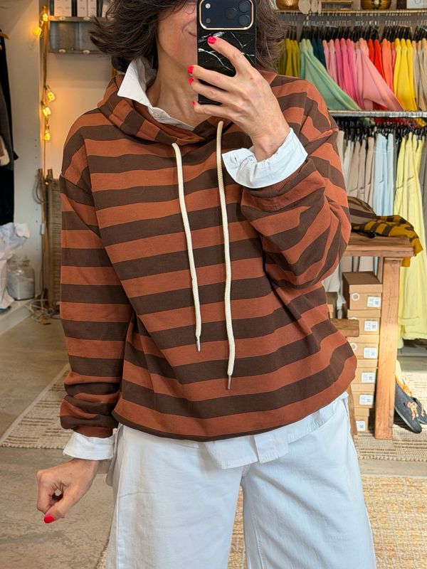 Sweat-shirt Marinière * Choco / Camel