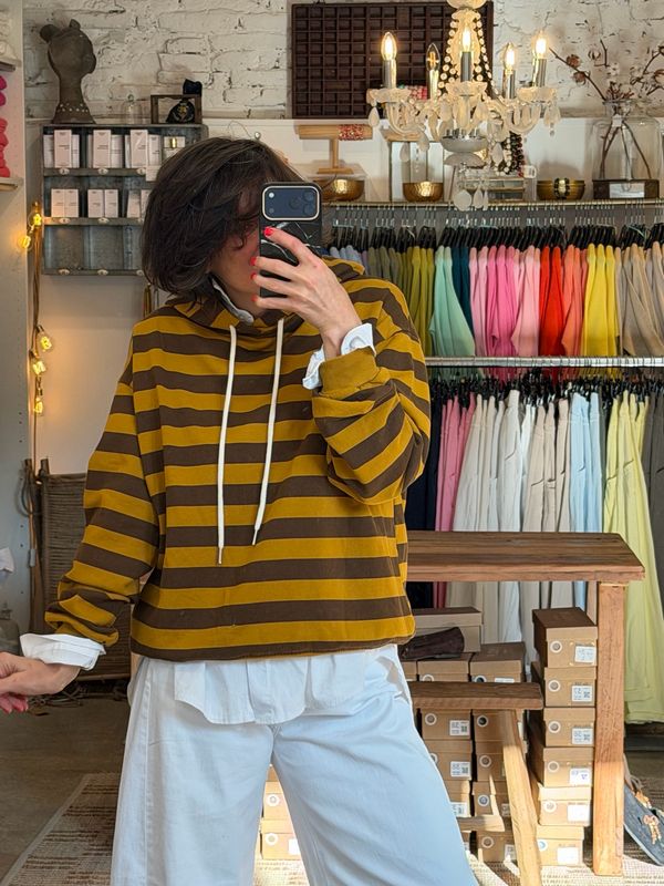 Sweat-shirt Marinière * Choco / Safran