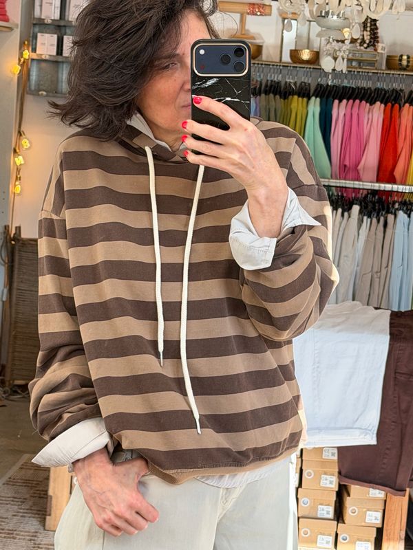 Sweat-shirt Marinière * Choco / Beige Foncé