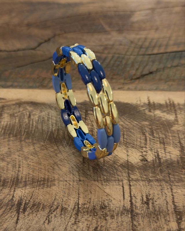 ✨ Bracelet élastique * multicolore bleu &amp; doré