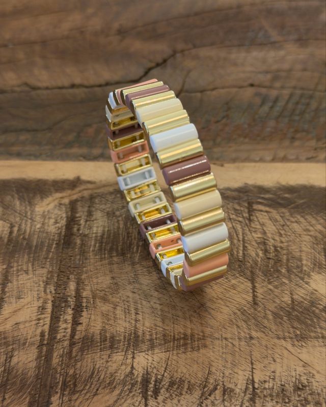 ✨ Bracelet élastique * Nude &amp; doré