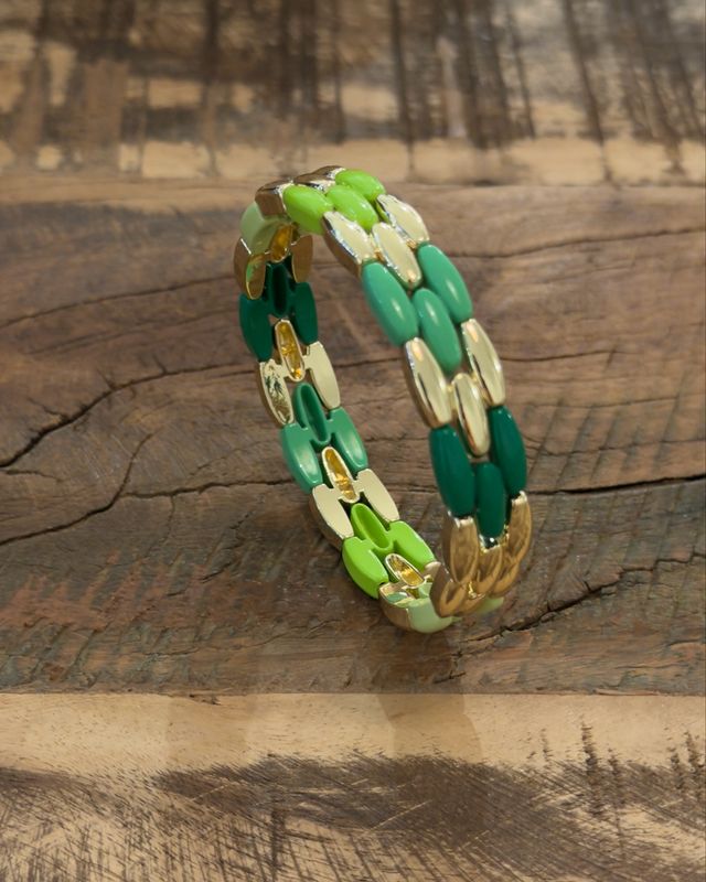 ✨ Bracelet élastique * multicolore vert &amp; doré