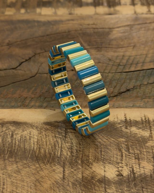 ✨ Bracelet élastique * multicolore bleu &amp; doré