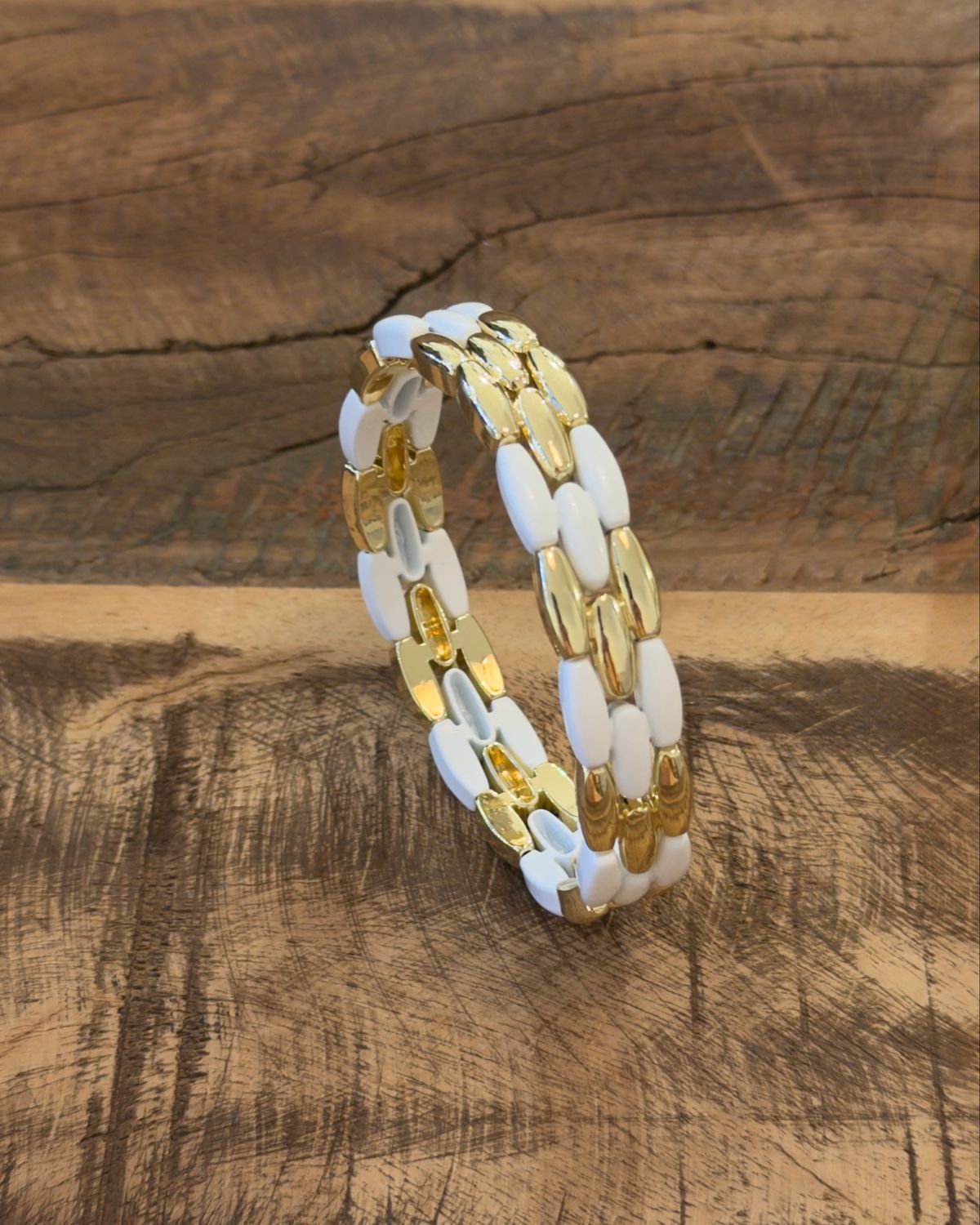 ✨ Bracelet élastique * Blanc &amp; doré