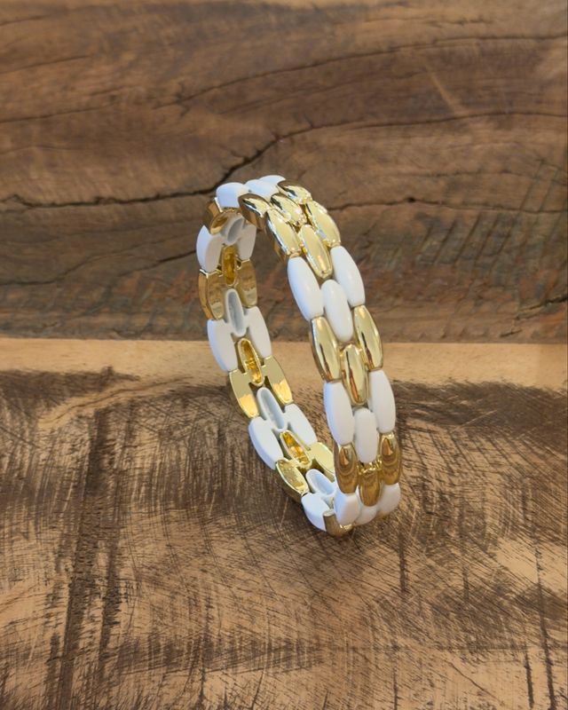 ✨ Bracelet élastique * Blanc &amp; doré